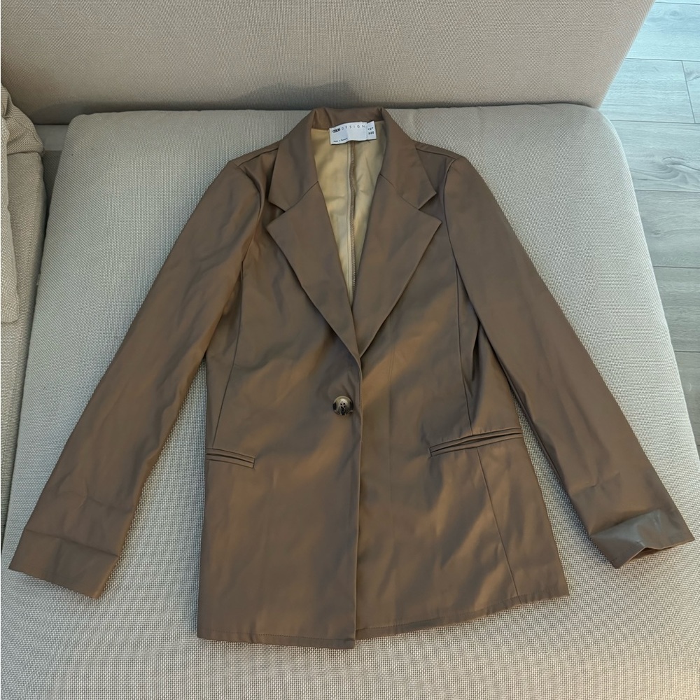 Brown leather blazer